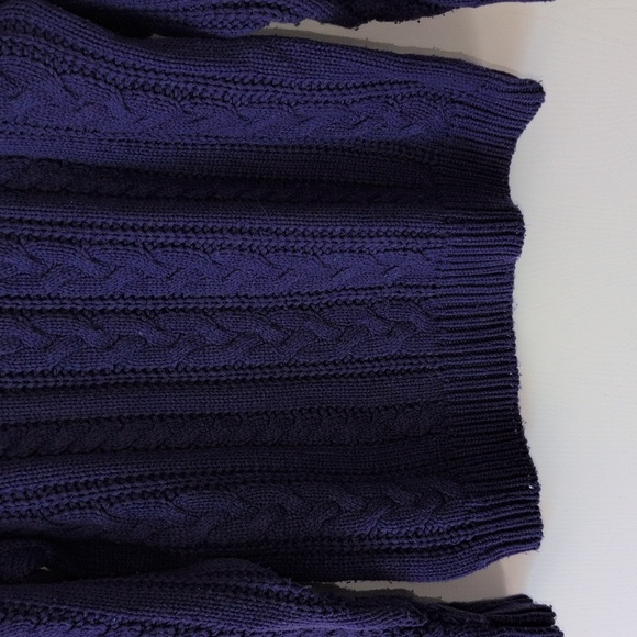 Vintage Womens Med Cable Knit Mock Neck Sweater Purple Acrylic Classic Coquette - Picture 2 of 6